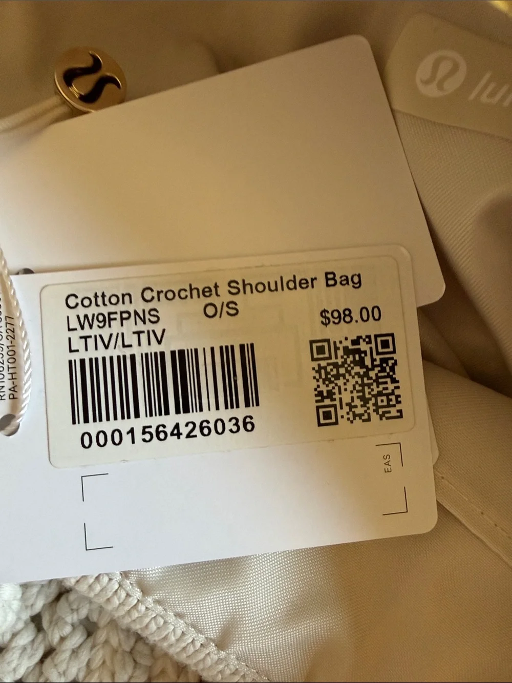 NWT lululemon athletica Cotton Crochet Shoulder Bag